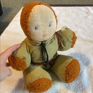 Gund War time HONEY LOU Plush 13” Doll with Brown and Tan Outfit pressed cloth